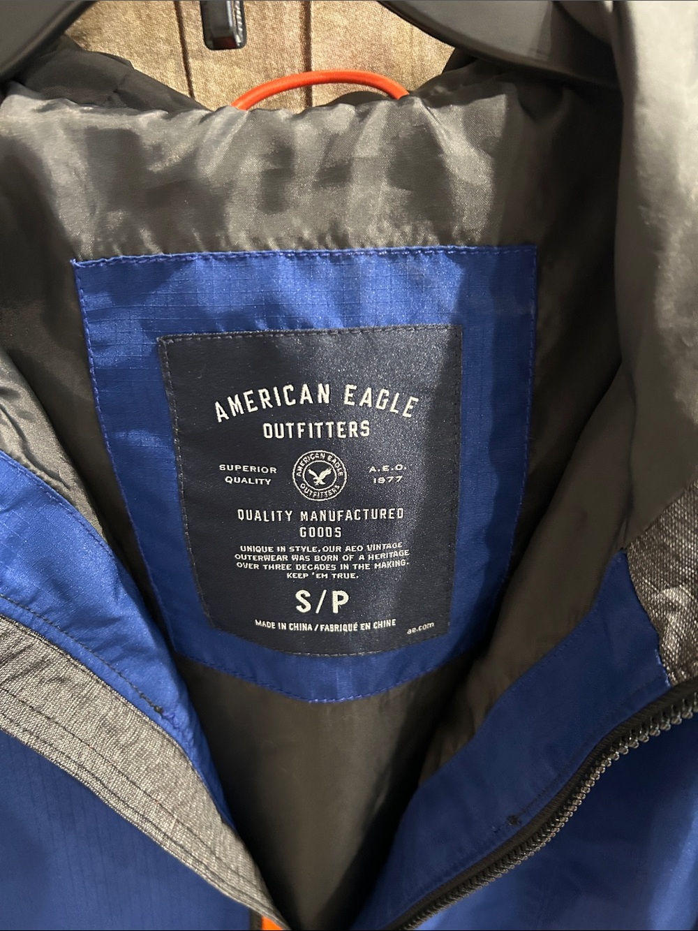 American Eagle Outfitters Colorblock Hooded Windbreaker Blue/Orange/Turquoise Sm - Picture 2 of 11